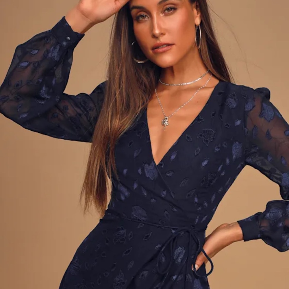 Lulu's Navy Blue Wrap Dress